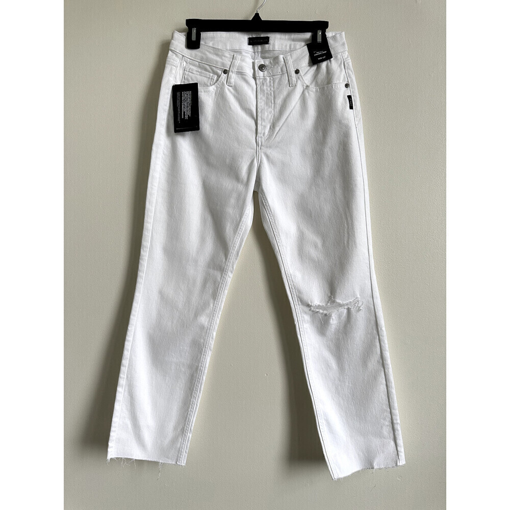 Silver Jeans Co. Womens Most Wanted Mid Rise Straight Crop jean off white Sz 29
